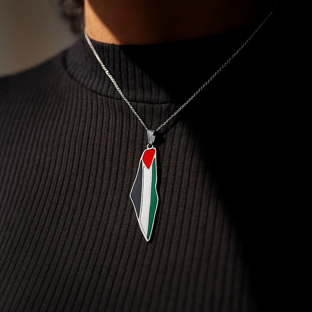 Palestine Pride Map Necklace