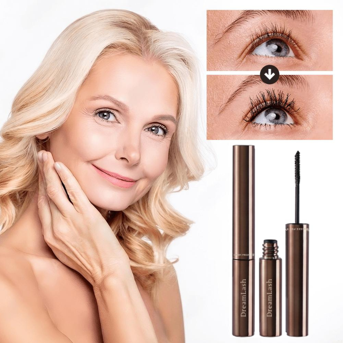 DreamLash® Perfect mascara voor vrouwen ouder dan 50 | Verlengt wimpers tot 90% in 2 minuten.